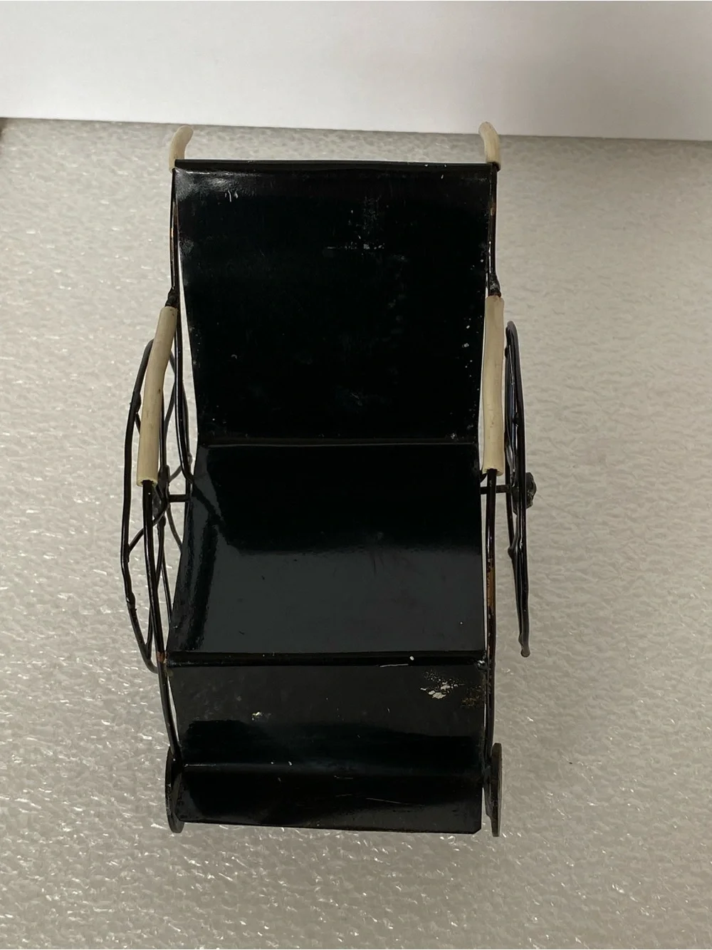 Vintage Dollhouse Accessory Black Metal Wheelchair For Dolls